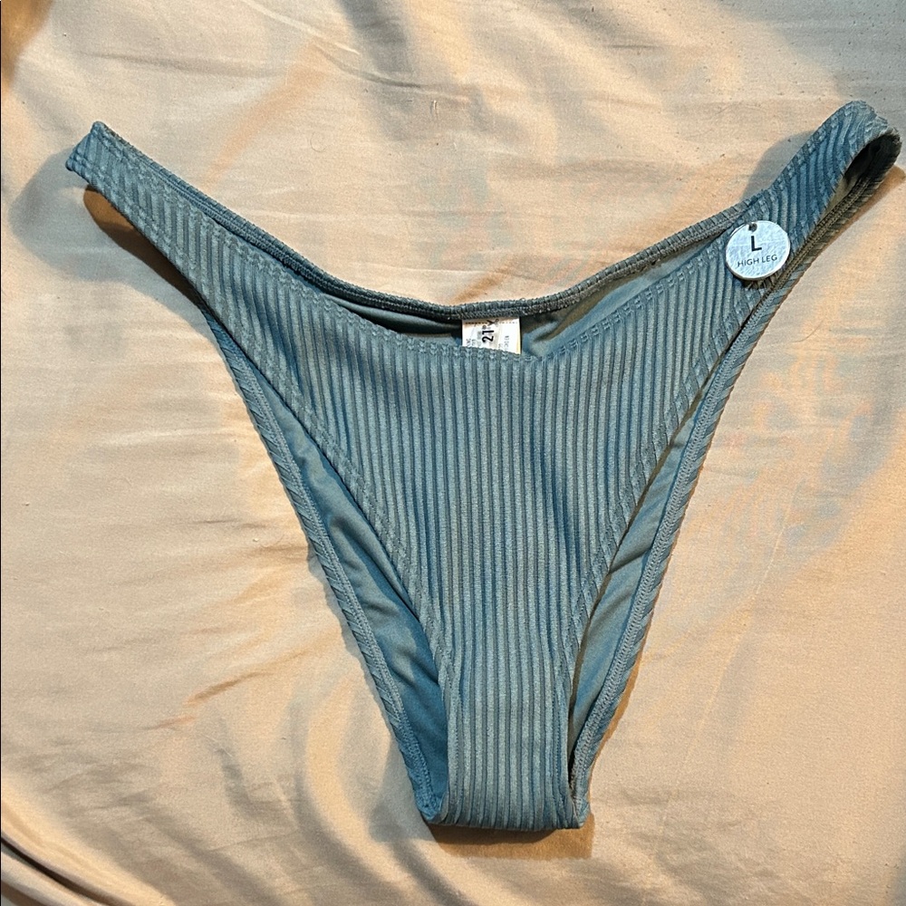 Forever 21 Sage Ribbed High-Cut Bikini Bottom